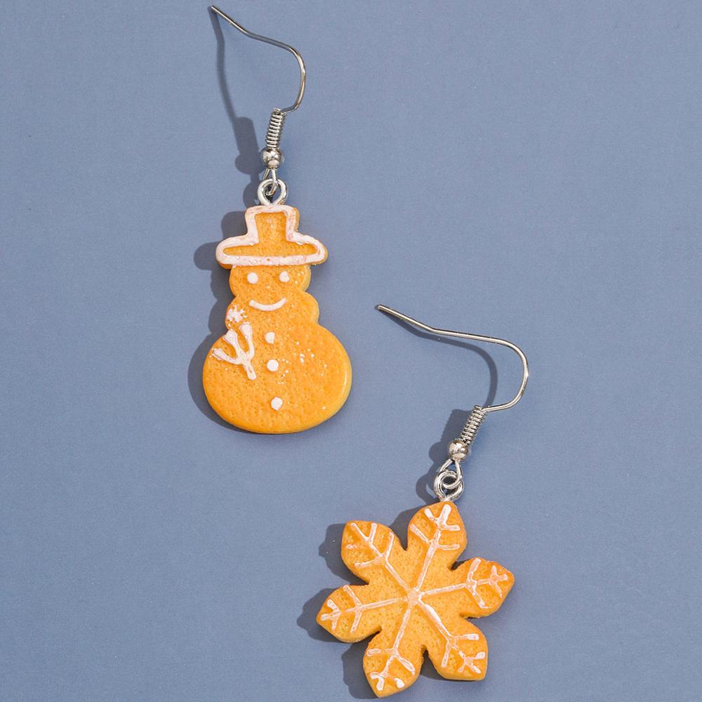Christmas Gift Mini Gingerbread Man Christmas Cartoon Earring Snowflake Snowman Sock Pendant Dangle Earring New Year Decor Party Jewelry Gift