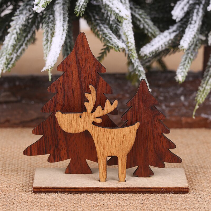 Christmas Gift Christmas Coffee Tree Elk Wooden Pendants Deco Kid Gift for Christmas Party Xmas Tree Ornament Noel Wood Crafts Decorations