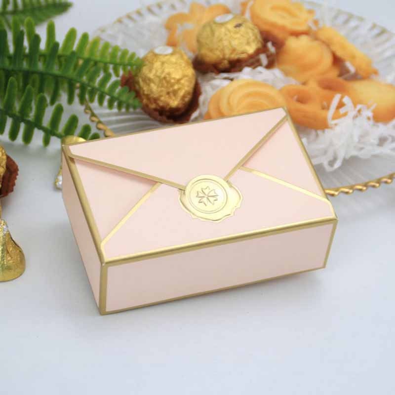 50pcs Envelope Shape Bronzing Gift Box Cosmetic Jelwery Packaging Bag Candy Box Party Favors Birthday Christmas Wedding Decor