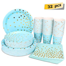 Load image into Gallery viewer, Suit 8 People High Quality Stamping Disposable Tableware Set Plate/Napkin Adult Happy Birthday Party Decor Kids Wedding Birthday
