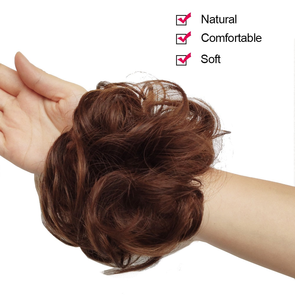 Jeedou Messy Chignon Donut Hair Bun Pad Elastic Hair Rope Rubber Band Synthetic Hairpiece Gary Brown Color