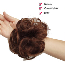 Load image into Gallery viewer, Jeedou Messy Chignon Donut Hair Bun Pad Elastic Hair Rope Rubber Band Synthetic Hairpiece Gary Brown Color