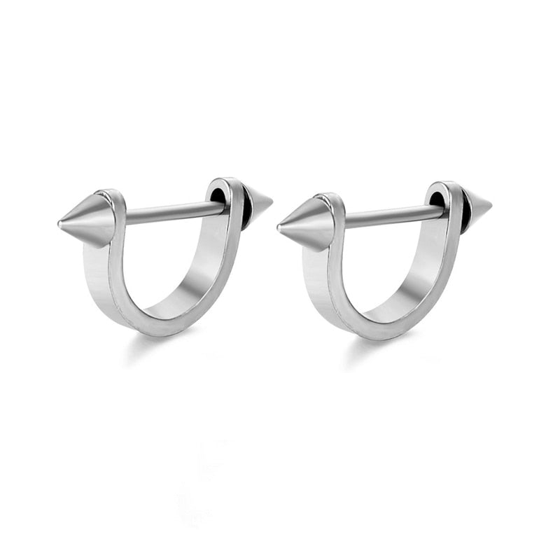 Stainless Steel Punk Men Cross Earrings Simple Stud Drop Earrings for Women Black/Silver Color Gothic Cross Rock Ear Rings