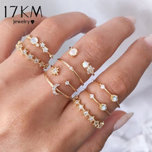 Load image into Gallery viewer, 17KM Bohemian Crystal Rings Set Star Gold Color Rings For Women Fashion Geometric Pearl Ring Trendy 2020  Jewelry Gifts Party