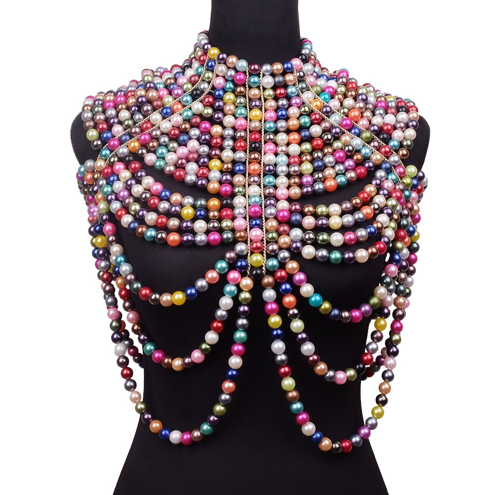 Sexy Women's Pearl Body Chain Bra Shawl Fashion Adjustable Size Should –  Skhek