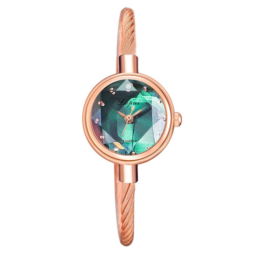 Christmas Gift Lvpai Brand New Ladies Watch Small Rose Gold Bangle Bracelet Geometric Glass Surface Women Watches Dress Clock Relogio Feminino