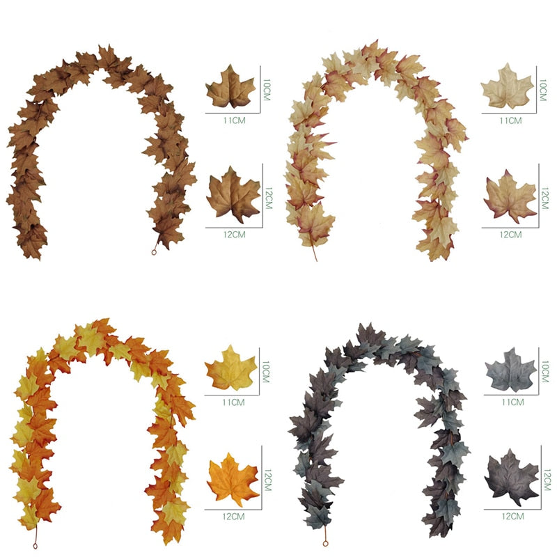 SKHEK Luanqi 180CM Maple Leaves Artificial Simulation Autumn Leaf Silk Flower Halloween Thanksgiving Party Decoration Wall Hanging