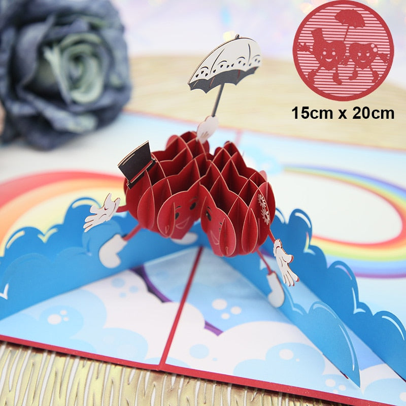 Hot 3D Card Creative Gift for Wife and Girlfriend for Valentine's Day Wedding Invitation Customized Thank You Postcard