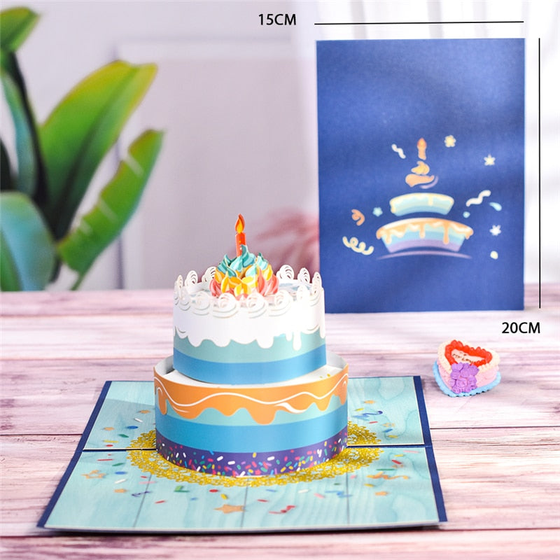 3D Birthday Anniversary Card Pop-Up Gift Greeting Cards for Kids Wife Mom Dad Congratulations Graduation Business