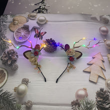 Load image into Gallery viewer, Christmas Glow Antler Headband Fairy Tale Flower Retro Tree Branch Hoop Crown Festival Party Props Hair Accessories for Girls