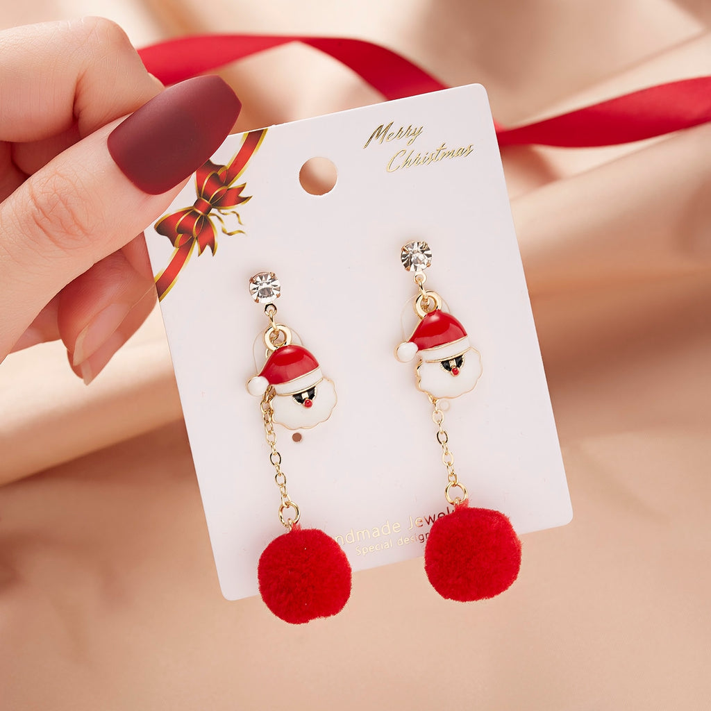 Christmas Gift Christmas Drop Earrings For Women Rhinestone Santa Claus Snowman Crutch Dangle Earrings Girls Festival New Year Jewelry Gifts