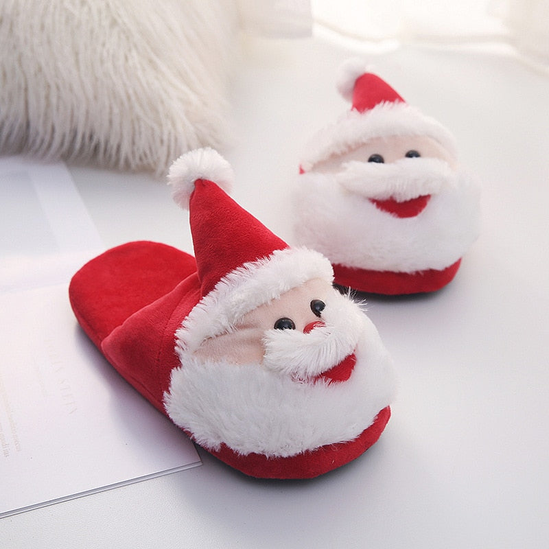 Christmas Fluffy Slippers New Product Plush Three-dimensional Santa Winter Cotton Slippers Home Furnishing