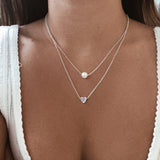 Skhek New Double Layer Necklace For Women Imitation Pearl Crystal Heart Pendant Chokers Necklaces Girls Gift Bohemia Cheap Jewelry