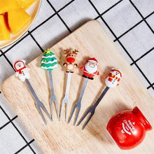 Load image into Gallery viewer, 5Pcs Christmas Fruit Mini Forks Christmas Party Table Decorations Cartoon Children Snack Cake Dessert Fruit Bento Lunches Forks