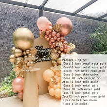 Load image into Gallery viewer, 96pcs Morandi Peach Chrome Rose Gold Balloon Garland for Wedding Birthday Christmas New Year Party Balloons Decorations set