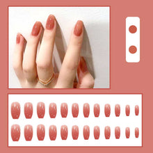 Load image into Gallery viewer, SKHEK 24Pcs/Box Full Cover Fake Press On Nails Matte Yellow Pure Acrylic Frosted Ballerina Acrylic For Nails For Women Free Shipping