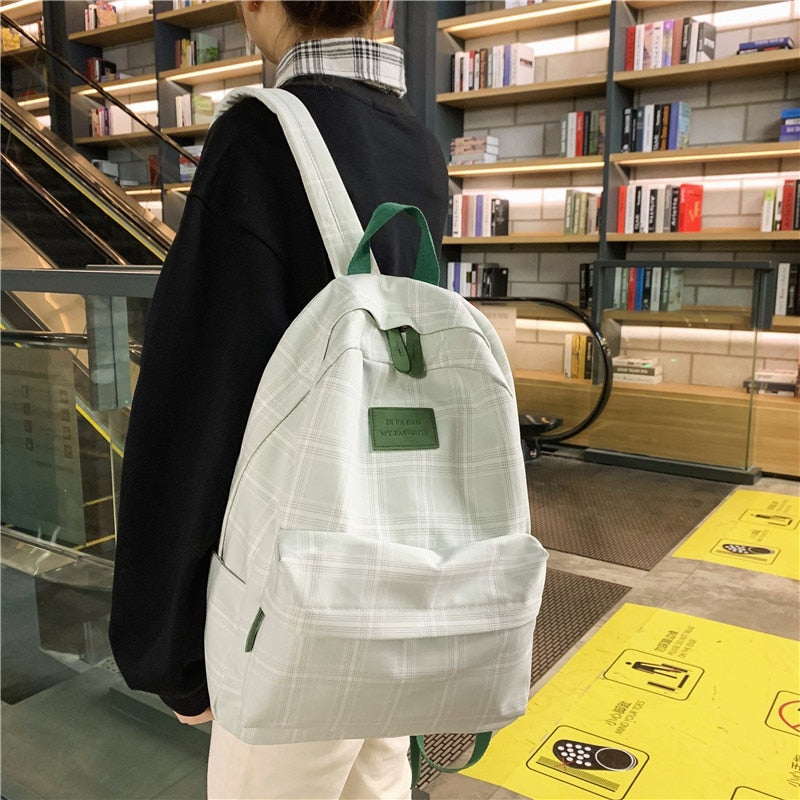 Skhek Back to school supplies Fashion Girl College School Bag Casual New Simple Women Backpack Striped Book Packbags For Teenage Travel Shoulder Bag Rucksack
