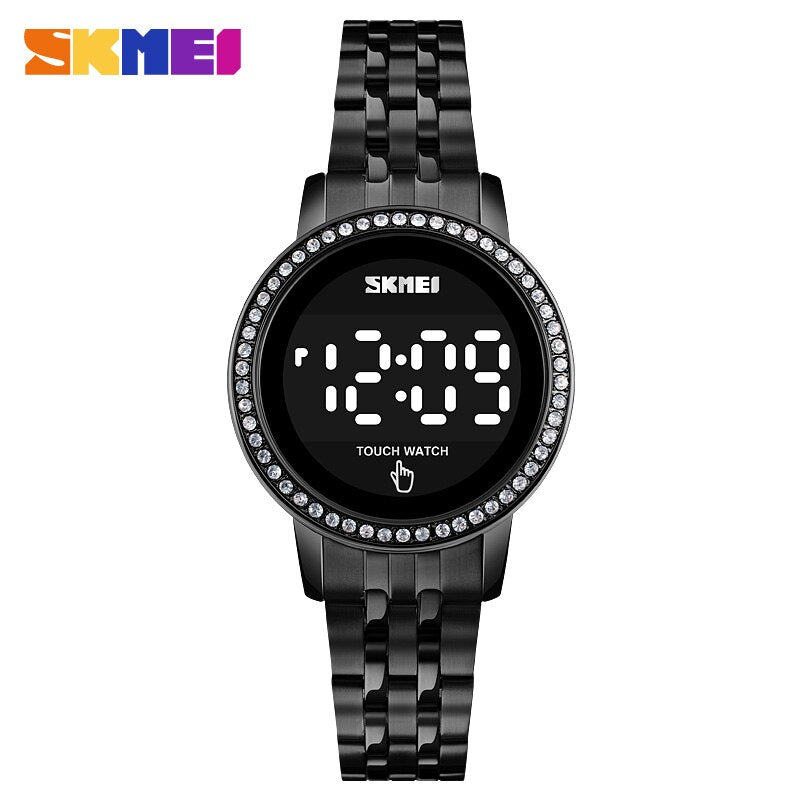 Christmas Gift SKMEI Digital LED Touch Women Watch Diamond Waterproof Ladies Wristwatches Simple Date Time Watches For Female reloj mujer 1669