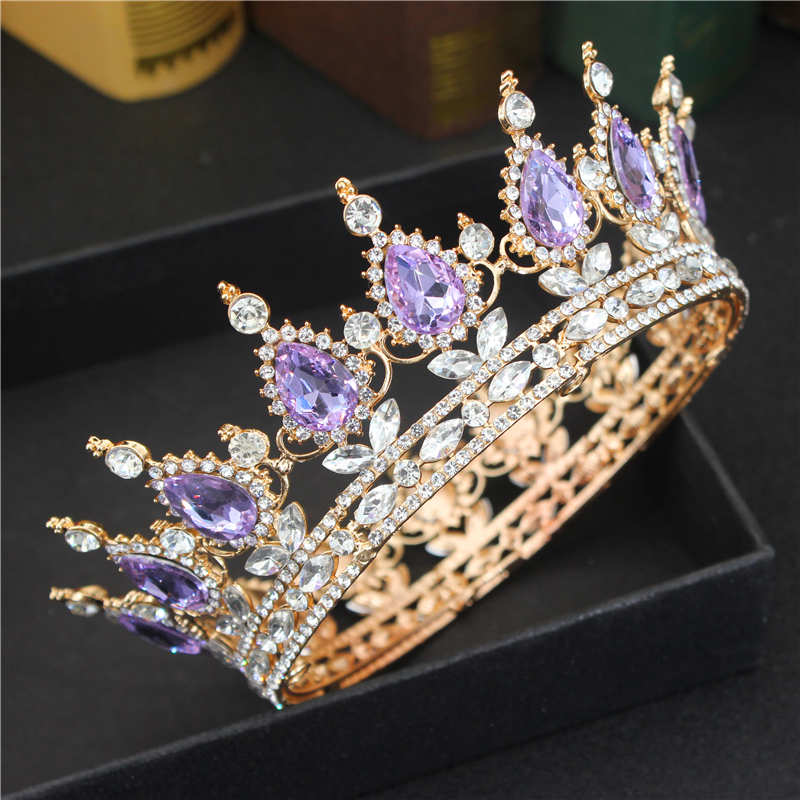 Skhek Crystal Queen King Tiaras and Crowns Bridal Diadem For Bride Women Headpiece Hair Ornaments Wedding Head Jewelry Accessories