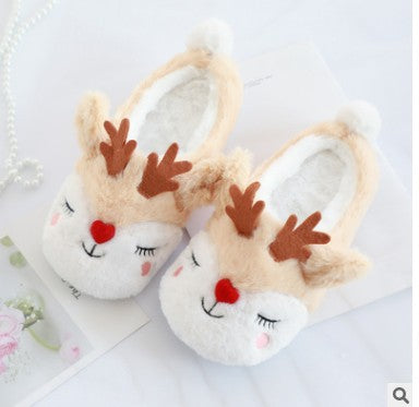 Cotton Slippers Warm Slippers Christmas Fawn Love Elk Plush Home Ladies In Autumn and Winter