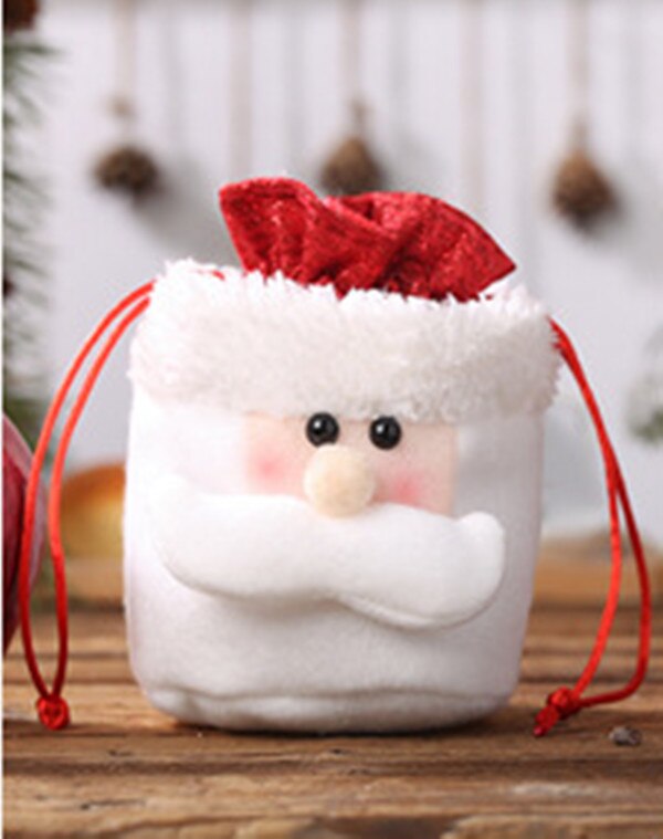 Christmas Decorations Bright Cloth Drawstring Apple Bag Linen Drawstring Bag Gift Bag Candy Bag Santa DIY Holiday Gift Bag