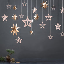 Load image into Gallery viewer, Rose Gold Hollow Star Paper Garlands Banner Hanging for Wedding Christmas Decorations Kids Birthday Party Supplies Baby Shower
