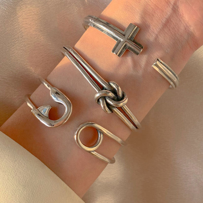 Skhek Minimalist Bracelet for Women INS Fashion Creative Cross Geometric Vintage Punk Party Jewelry Gifts