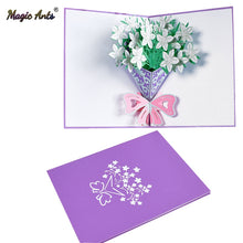 Load image into Gallery viewer, 3D Flowers Pop-Up Mothers Card Birthday Gift with Envelope Greeting Card Postcard A Bouquet of Gardenia All Occasions