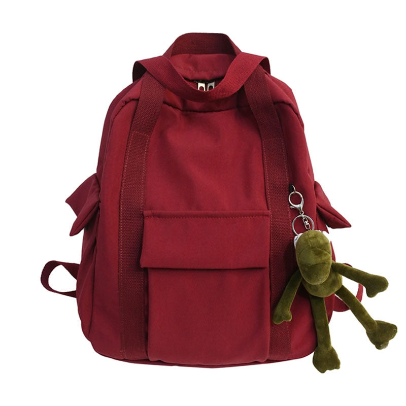 Skhek Back to school supplies New Solid Color Women's Waterproof Nylon Backpack Simple School Bag For Teenage Girl Shoulder Travel Bag School Backpack