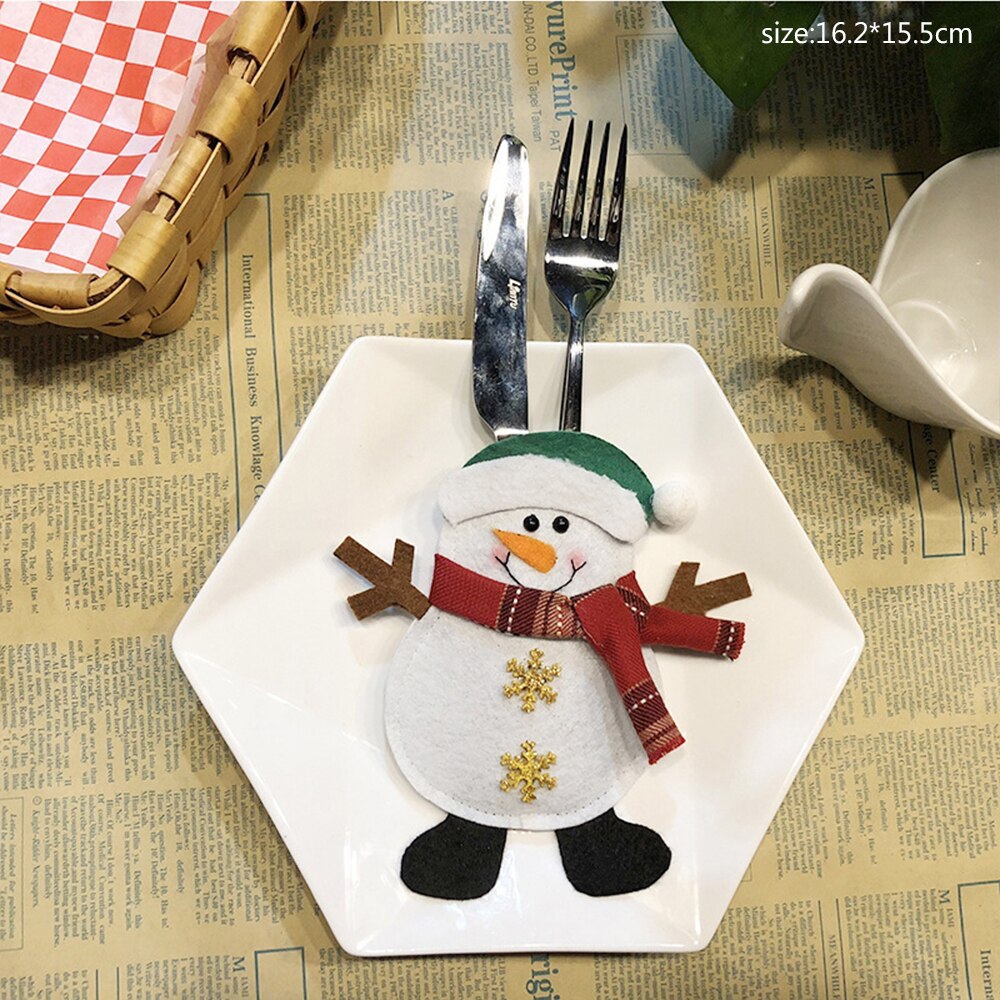 Cartoon Snata Claus Snowman Elk Cultry Bag Merry Christmas Dinner Party Decor For Table Kinife Fork Happy New Year 2022 Noel Sup