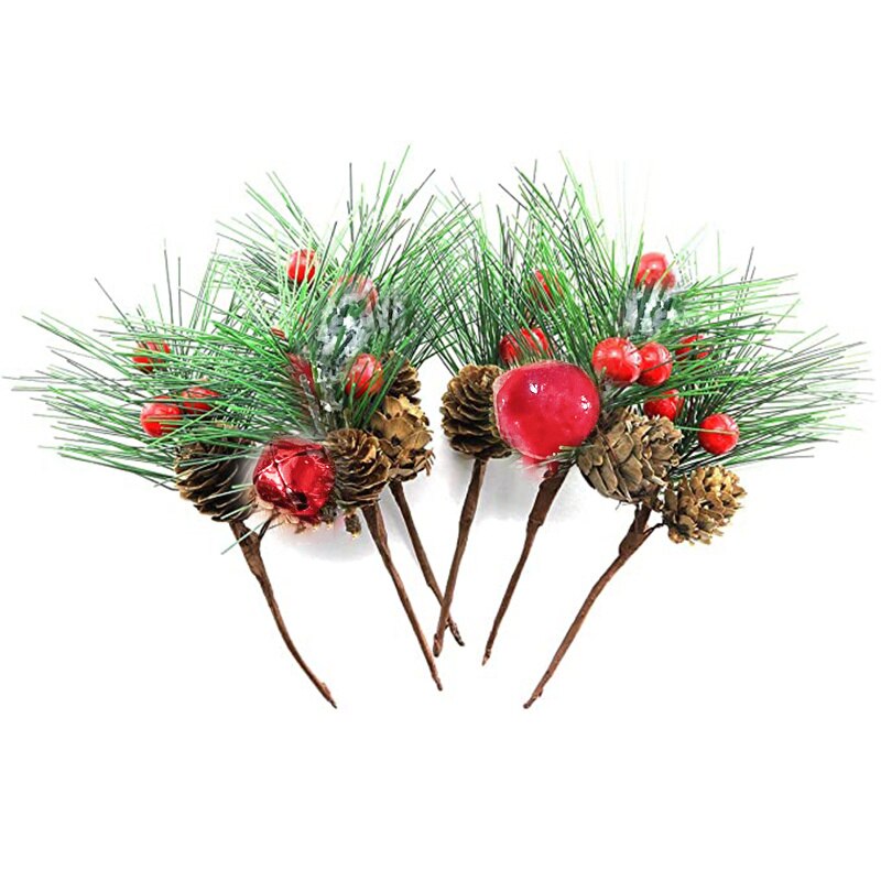 Christmas Gift 10Pcs Artificial Flowers Pine Cones Christmas Decoration Tree Fake Flower DIY Gift Package For Birthday Wedding Party Decoration