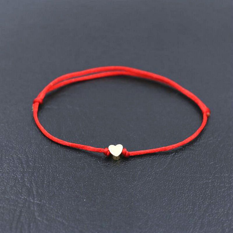 Skhek Handmade Stainless Steel Love Heart Shape Charm Bracelet Thin Red Rope Thread String Bracelets For Men Women Couples