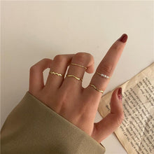 Load image into Gallery viewer, Hiphop Gold Chain Rings Set For Women Girls Punk Geometric Simple Finger Rings 2021 Trend Jewelry Party 1124