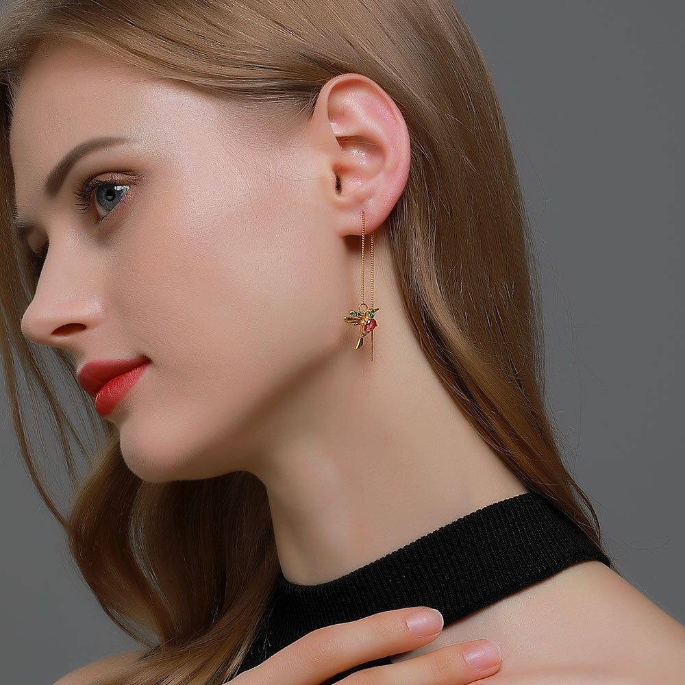 2020 New Fashion Bird Chain Tassel Long Drop Earrings For Women Pendant Ear Line Wedding Jewelry Temperament Simple Girl Gift