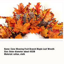 Load image into Gallery viewer, Christmas Gift 45cm Autumn Wreath Christmas Decoration Thanksgiving Garland Window Restaurant Home Door Maple Leaf Wreath Decoration