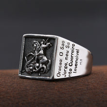 Load image into Gallery viewer, Skhek Vintage Stainless Steel Saint Michael Protective Ring Mens Punk Roman Paladin Badge Biker Ring Jewelry Free Shipping