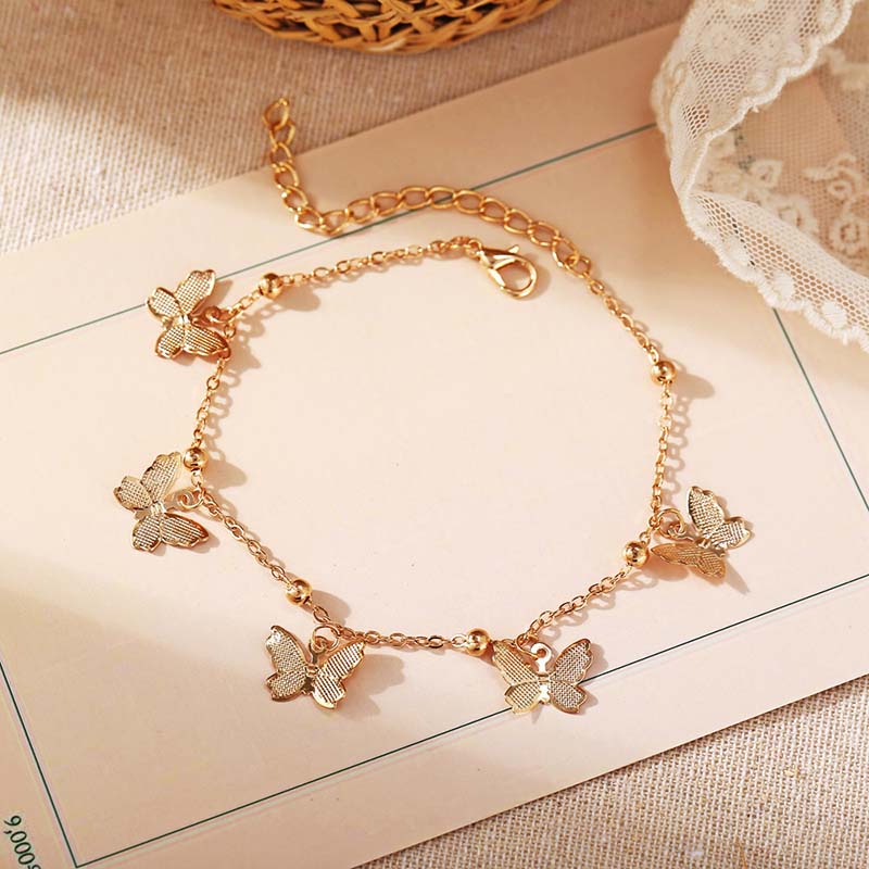 Fashion Foot Chain with Butterflies Gold Silver Color Ankle Bracelet On The Leg Beach Accessories Jewelry for Women Anklet Gifts