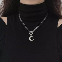Load image into Gallery viewer, Toggle Clasp Necklaces for Women Collar Punk Sliver Color Chunky Chain Moon Pendant Necklace Christmas Gifts Fashion Jewelry