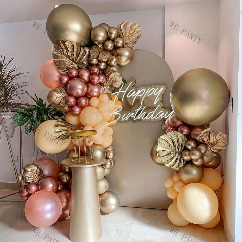 97pcs Cream Peach Balloon Garland Arch Kit Chrome Rose Gold Ballons for Wedding Birthday Christmas Party Balloons Decoration set