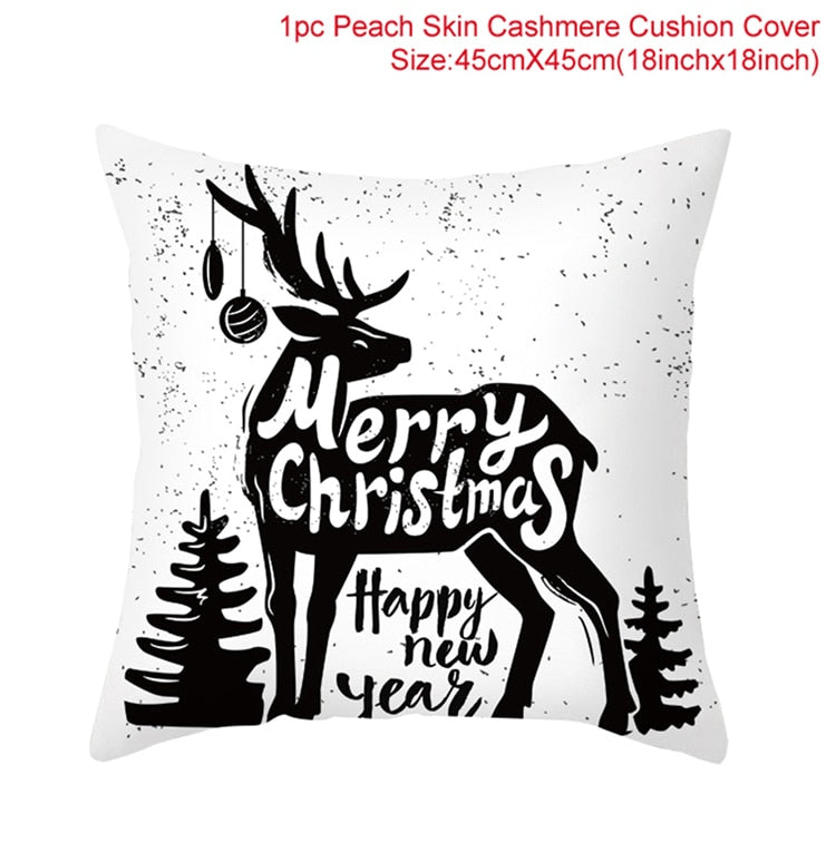 Christmas Gift PATIMATE Elk Santa Claus Christmas Cushion Cover Merry Christmas Ornament 2021 Xmas Navidad Gift Christmas Decorations For Home