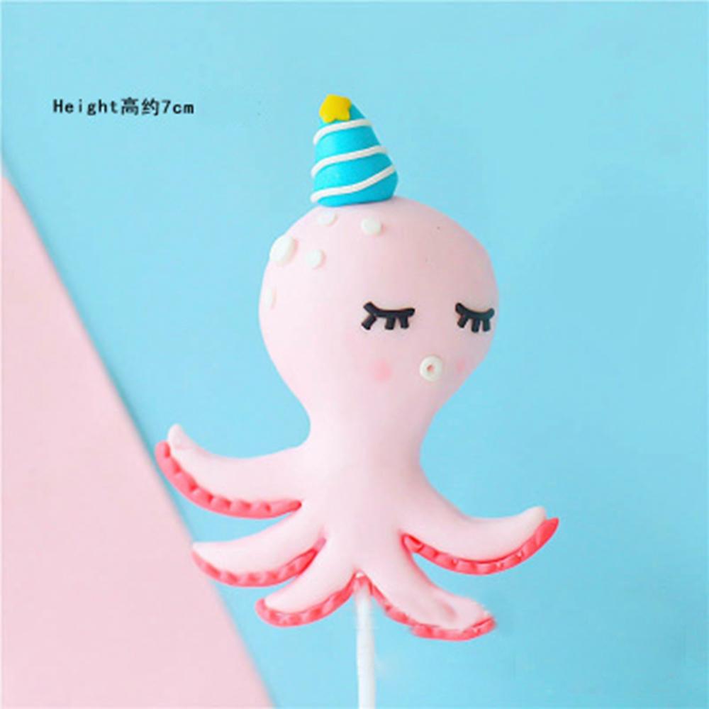Cute Sea Animals Cake Topper Octopus Seahorse Cake Decor Mermaid Party Decor 1st Birthday Decorations Baby Shower Girl Favors