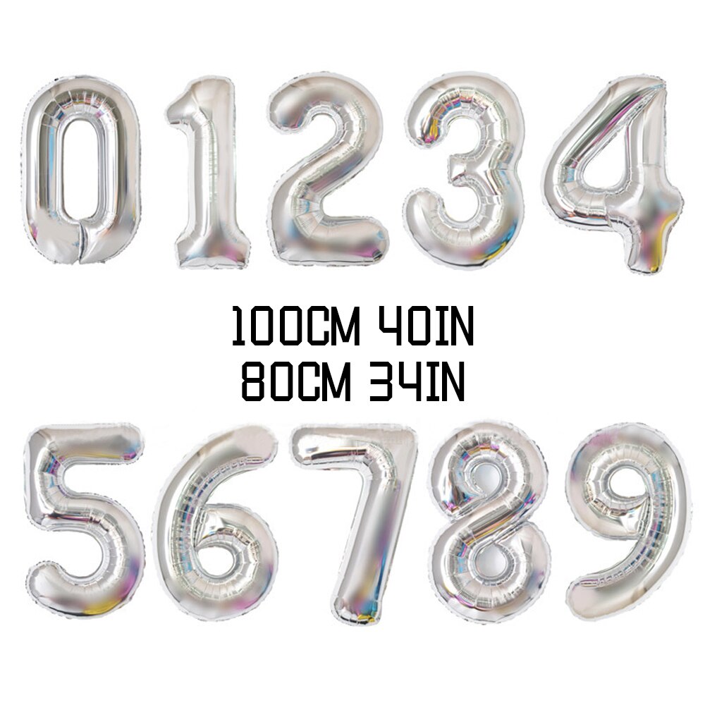 40 inch aluminum film digital balloon large thin body 2021 new year balloon multi color birthday digital decoration