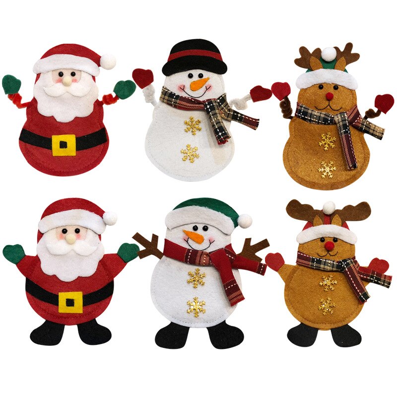 Cartoon Snata Claus Snowman Elk Cultry Bag Merry Christmas Dinner Party Decor For Table Kinife Fork Happy New Year 2022 Noel Sup