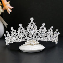Load image into Gallery viewer, Baroque Luxury Rhinestone Beads Bridal Crown Tiaras Silver Color Crystal Diadem Tiaras Bride Headbands Wedding Hair Accessories
