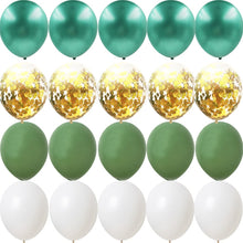 Load image into Gallery viewer, 20PCS 10inch Balloon Kit Retro Green White Gold Balls For Birthday Wedding Anniversary Jungle Summer Party Decor Home Supplies