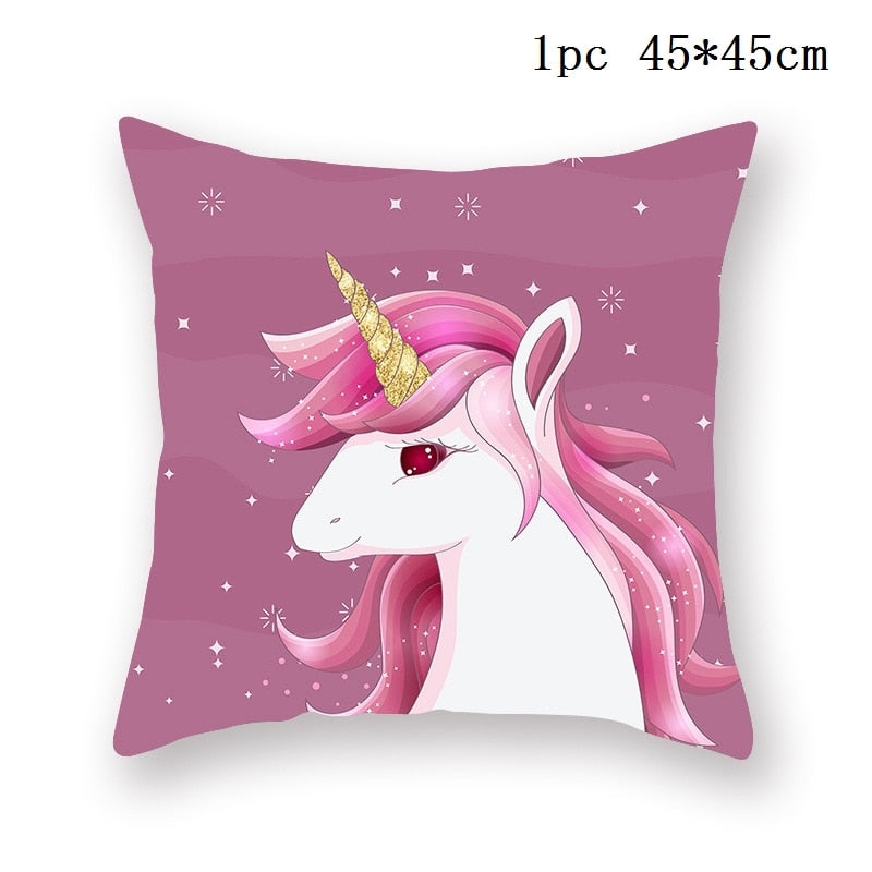 45x45cm Unicorn Cushion Cover Unicorn Party Decoration DIY Girl Unicorn Brithday Decor Unicorn 1 2 3 Birthday Unicornio