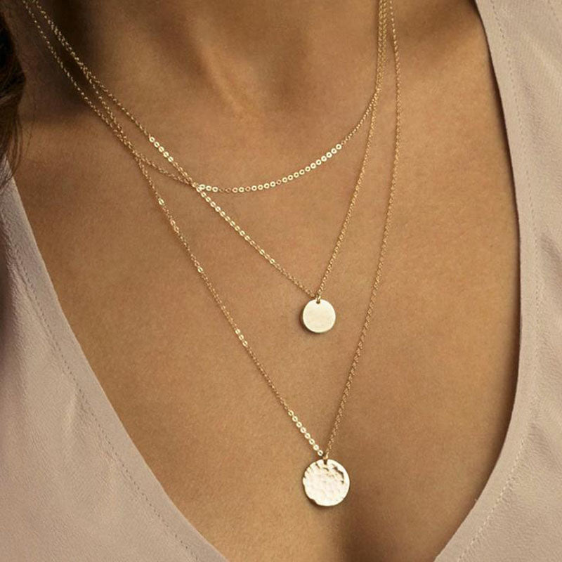 Gold Chain Round Coin Pendant Necklace for Women layered Link Chains Choker Necklaces collar mujer Minimalist Jewelry 2022