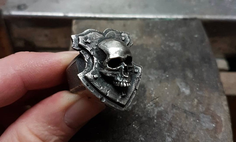 Skhek Us Size Men's Calvarium Skull Ring Gothic Style 316L Stainless Steel Biker Ring Motorcycle Band jewellery Boyfriend Gift OSR814