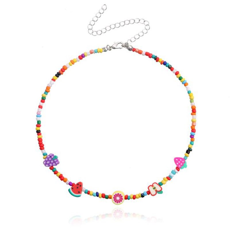 Summer Boho Colorful Daisy Resin Seeds Beads Necklaces Handmade Collar Clavicle Choker Statement Collares for Women Hot Jewelry