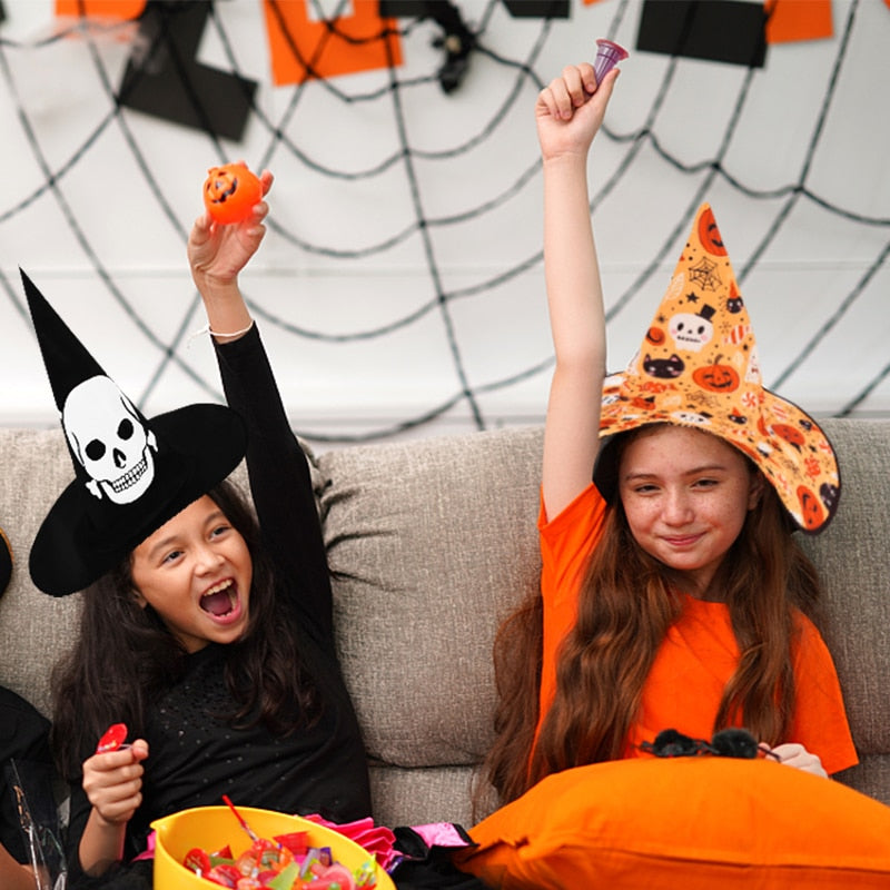 SKHEK Halloween Adult Kids Children Halloween Witch Hats Masquerade Wizard Hat Cosplay Costume Accessories Halloween Party Fancy Dress Decor